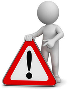 Ein Männchen hält ein Ausrufezeichen