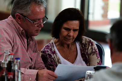 Ralph Hergt und Helga Elsner-Büttner (beide DBS) Gruppenbild vom Jahresgespräch bei der DBS